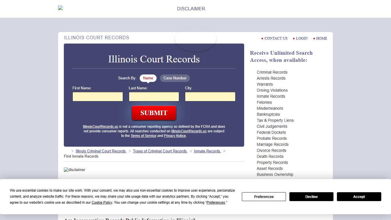 Illinois Inmate Search IllinoisCourtRecords.us